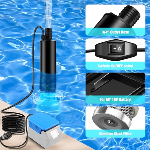 Portable Water Transfer Pump for Makita 18V Battery, 500GPH 100W 16Ft Cord for Pool, Water Beds, Garden Shower, Puddle,Camping, RV, Bilge,Fish Tank,Diesel Boat Truck (No Battery) - style: PUMP for Makita