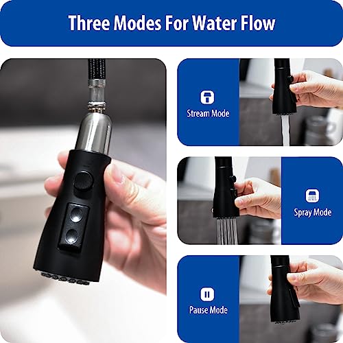 WEWE Black Kitchen Faucet, Touchless Kitchen Faucet with Pull Down Sprayer - Matte Black Single Handle Kitchen Faucets Hands-Free Activated Stainless Steel Kitchen Sink Faucet - color: Matte Black, style: Contemporary