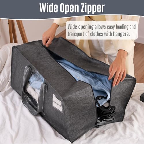 VENO 4 Pack Heavy Duty Moving Bags, Packing Bags with Clear Window, Alternative to Moving Boxes, Storage Bins for Clothes, Blankets, Comforters, College Dorm Essentials (Gray, 4 Pack) - color: Dark Gray, size: 4 Pack