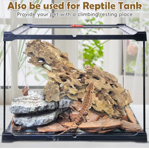 PINVNBY Natural Driftwood for Aquarium Large Reptile Terrarium Decor Decorations Assorted Branches Dearded Dragon Tank Accessories (7-11.5 inches/2 Pack) - size: L:Honeycomb wood (7 - 11.5 inches/2 Pack)