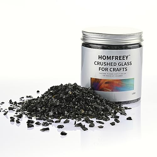 Black Green Broken Glass Pieces,3-6mm Crushed Glass Chips for Resin Art Making,Flower Pots Vase Filler and Aquarium Fish Tank Gravel Home Decorations(1.2 Lb) - color: Black Green