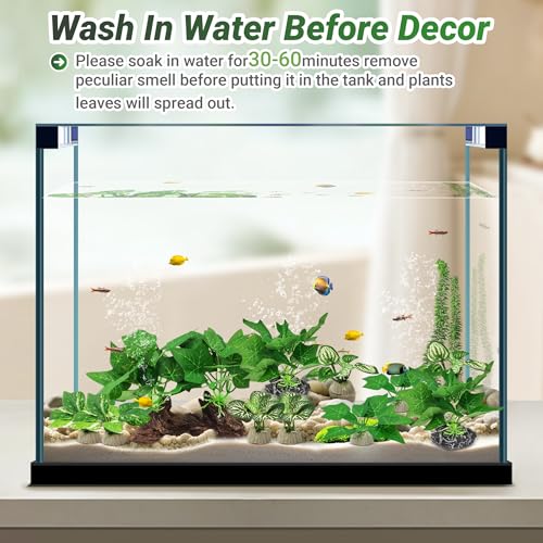 GOZILLA Silk Fish Tank Plants,Reptile Artificial Plant,Reptile Plants for Terrarium,Aquarium Decorations Accessories Set,Resin Driftwood Artificial Silk Aquarium Plant for Fish Tank.(11PCS/C-Set) - color: 11pcs/C-set