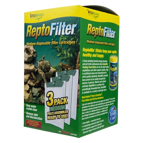 Tetra ReptoFilter Medium Filter Cartridges for Terrariums, 3 Count, Fits TetraFauna ReptoFilter 20 gal, Viquarium, and Decorative ReptoFilter