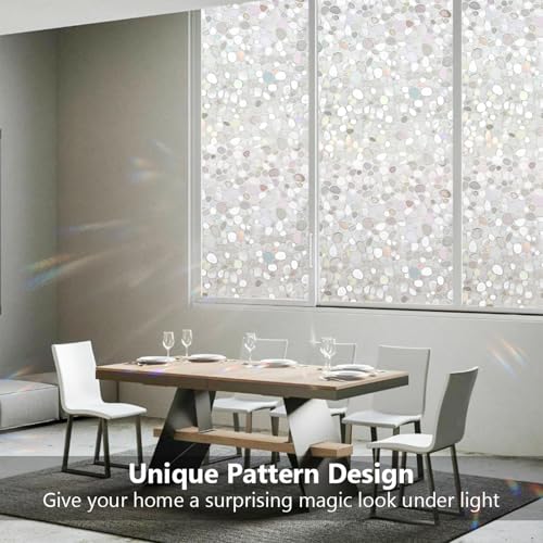 LEMON CLOUD Window Film, Vinyl Clings, Stained 3D Decorative Stickers for Glass, Static Door Window Covering, Tinted Window Decals, Frosted Privacy, Self-Adhesive, Pebble Pattern (23.6In X 78.7In) - color: Clear-pebble Pattern, size: 23.6 x 78.7 Inch