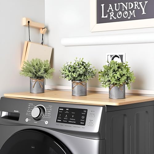 Mkono Small Fake Plants in Farmhouse Galvanized Metal Pots 3 Pack Potted Artificial Plant Eucalyptus for Laundry Room Bathroom Shelf Table Decor - color: Grey, size: 3 inch