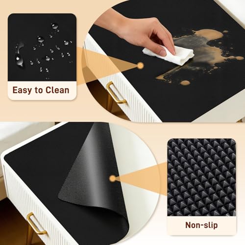 Cuttable PU Leather Nightstand Mat - 15.7x11.8in, Waterproof, Heat Resistant & Non-Slip Night Stand Accessories, Bedside Table Mat, Dresser Protector Top, End Table Cover, Small Desk Mat, Black - color: Black, size: 15.7" x 11.8"