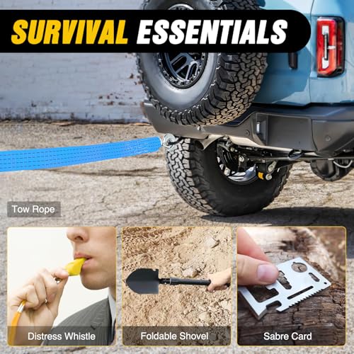 Nilight Car Emergency Kit with Jumper Cable, First Aid Kit Safety Assistance Tools for Travel Camping Outdoor Cars Truck SUV RV, Roadside Essentials with Flash Light - color: Essential Kit+ Tool Set+Tire Repair Fuse kit