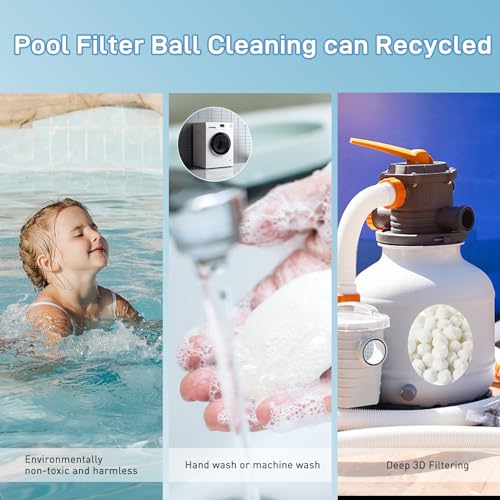 Redcoutt 3.1 Lbs Pool Filter Balls for Sand Filter, Reusable Eco-Friendly Filter Media for Sand Filter Pump, Replaces 100 Lbs Pool Filter Sand, Long-Lasting for Several Seasons - color: White