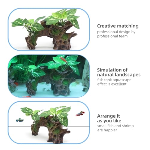 relaqcc Aquarium Decor Ornaments Artifical Driftwood Cave Fish Tank Decorations Silk Aquarium Plants for Betta Fish Tank Accessories - color: Type-b