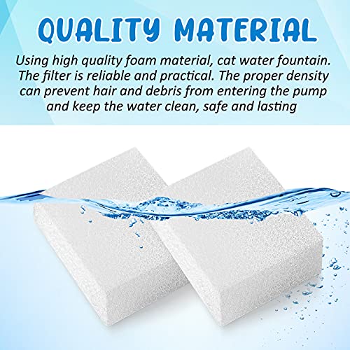 Mudder 12 Pcs Cat Water Fountain Filter Pre Filter Sponge for 67oz/ 2l Pet Water Fountain Trimmable Foam Filters for Dog Cat, Block Shape
