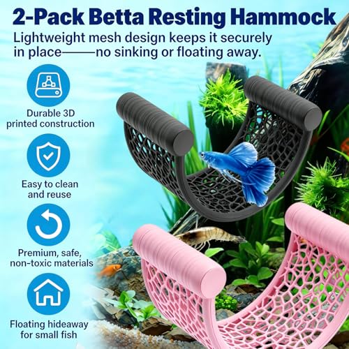 3pcs Betta Fish Hammock, Betta Fish Tank Accessories, Floating Rest Platform for Small Nano Aquariums