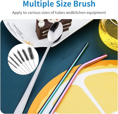 10 Pcs Flexible Drain Brush Straw Cleaner Brush Set,Pipe Cleaners Brush,61Inch Stainless Steel Double-Ended Hose Brush 8.2Inch Nylon Long Tube Cleaning Brush for Home Kitchen Sink Plumbing