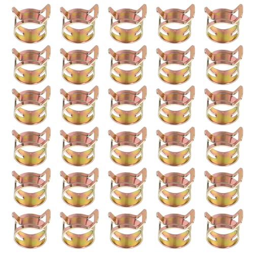 PATIKIL Spring Band Hose Pipe Clamps for 16-18.3 mm OD Hose, 30 Pack Silicone Vacuum Constant Tension Band Clips for Fuel Line Silicone Air Hose Tube Water Pipe, Gold - size: 16-18.3 mm