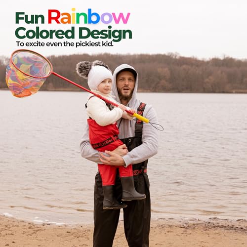 DaddyGoFish Kids Fishing Net - Extendable Telescopic Landing Net for Boy Girl Children Catching Small Fish Crab Shrimp Minnow Dragonfly Beach Pier Lake River Ocean - color: Style 2 (Green)