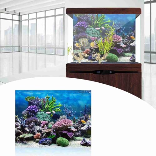Keenso Aquarium Background,Fish Background,3D Aquarium Background,50 Gallon Fish, 50 Gallon Aquarium,Backdrop Decoration Paper Cling Sticker Pictures - size: 61*41cm