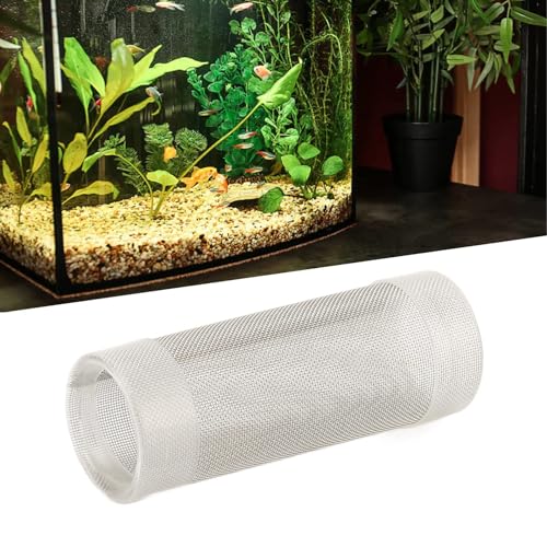 Tnfeeon Stainless Steel Mesh Inflow Aquarium Filter Guard Intake Cover for Shrimp and Fish Aquarium Intake Filter Mesh Cover Fish Mesh Net Strainer Tube Filter Accessory (L)