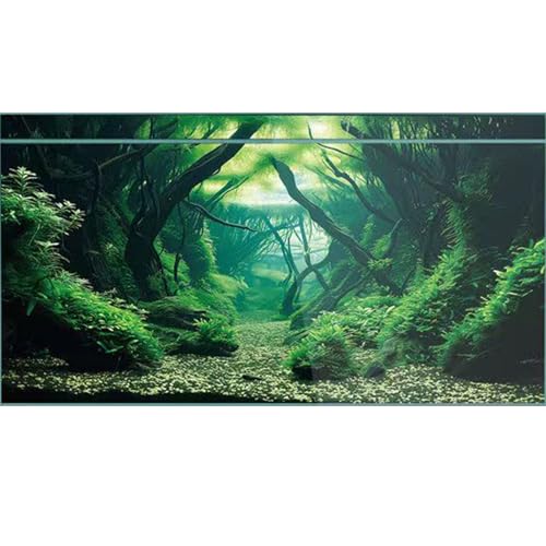 Natural Landscape Fish Tank Background, Aquarium Background, Boutique Aquarium Stickers,30cm,40cm,50cm,60cm,80cm (80 * 150cm, Aquatic Forest-1) - size: 80*150cm