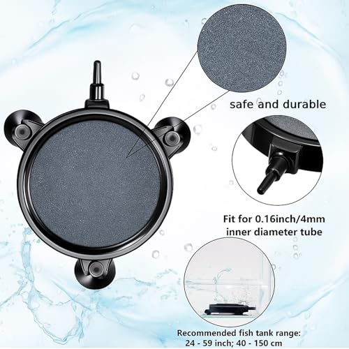 Mudder 4 Pieces Round Air Stone Disc Hydroponics Pump Bubble Diffuser Release Tool for Aquarium with 12 Pieces Suction Cups Fish Tank Aerator Air Stone Kit