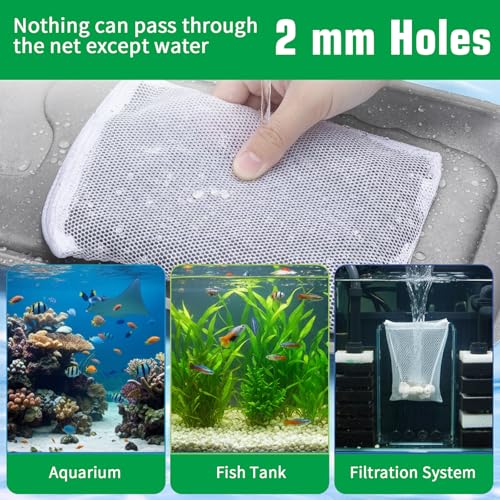 10 pcs Aquarium Media Bag with Zipper, Reusable Fine Mesh Bag for Aquarium Filter Media, 5.9" x 3.9" - color: White