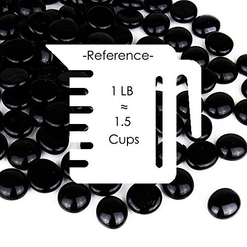 CYS EXCEL Black Glass Gemstone Beads Vase Fillers (2 LBS) Flat Marble Beads Multiple Color Choices Aquarium Decor Rocks Floral Stones Decorative Mosaic Glass Gem Pebbles - color: Black, size: 2 lb