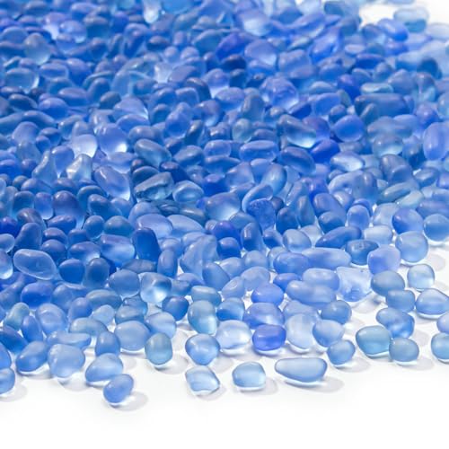Keedolla 0.5 Lb Light Blue Aquarium Rocks Betta Fish Tank Gravel, 6-9mm Frosted Sea Glass Marbles Gemstones Vase Fillers for DIY Crafts, Aquarium, Home Decor - color: Light Blue, size: 0.5 LB