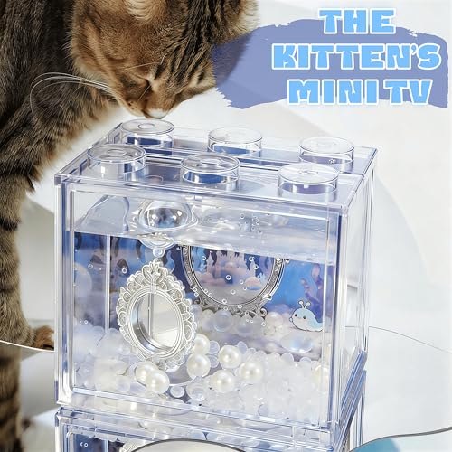 Small Betta Fish Tank, Mini Sea Monkey Tank Aquarium Kit with Glass Gravel & Background Resin Decor, 0.6 Gallon Stackable Tabletop Fish Bowl Accessories for Shrimp Seaweed Ball (Clear) - color: Clear