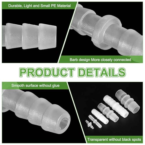 MECCANIXITY 5pcs Plastic Hose Barb Fitting, 3/16" Barbed Hose Pipe Fitting Splicer Mender Joint Adapter for Water Liquid Fuel Line Tube, Clear - color: Clear, size: 3/16"