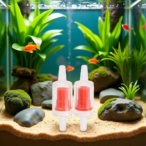 2Pcs Red Backflow Prevention Valve Aquarium Check Bubble Air Pump Valve for Fish Tank Aquarium Air Pump Accessories