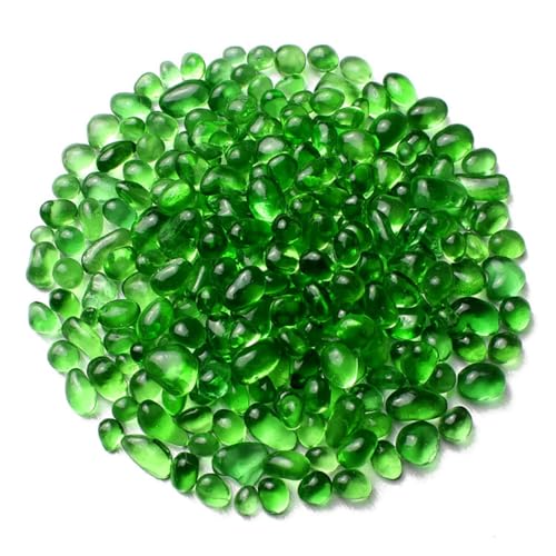 Glass Stones, 1Lb/460g Irregular Sea Glass Pebbles Non-Toxic Artificial Gemstones for Vase Filler/Handmade Gift/Terrarium Flowerpot Aquarium Turtle Tank Decoration, Green - color: Green