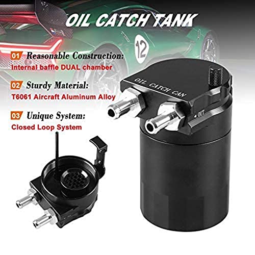 RULLINE Universal 350ml Oil Catch Can Tank 0046 Aluminum Polish Baffled Reservoir Black Upgraded Braided Hose - color: Black, size: Basic version