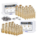48PCS Brass Hose Barb Fittings,Barb Splicer Mender 3/16" 1/4" 5/16" 3/8" 1/2" 5/8" and Male Thread Adapter 3/8" Barbed to 1/4" NPT, 1/4" Barbed to 1/4" NPT Male with 96Pcs Pipe Hose Clamps - size: 48pcs barb splicer & barb adapter