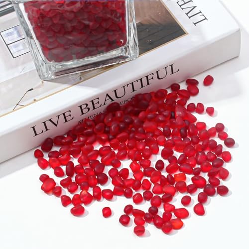 Keedolla 0.5 Lb Red Sea Glass Pebbles Stones Aquarium Gravel Fish Tank Rocks Small Frosted Glass Marbles Gemstones for Fish Turtle Tank, Vase Fillers and DIY Crafts - color: Red, size: 0.5 LB
