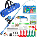 PLUSINNO Kids Fishing Pole with Spincast Reel Telescopic Fishing Rod Combo Full Kits for Boys, Girls, and Adults - color: Blue, size: 5FT / 1.5M