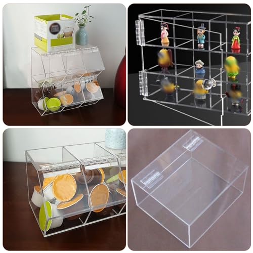 2pcs Acrylic Small Clear Plastic Transparent Folding Self-Adhesive Continuous Hinge for Cabinet Drawer Furniture Aquarium Lid DIY Crafts Display Stand 200x42 mm