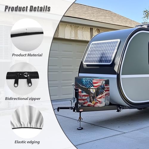 American Flag Cute Eagle Double 20lb RV Propane Tank Cover Reusable Gas Tank Cover Lightweight Double Zipper for Travel Trailer Polyester Waterproof Covers - color: American Flag Cute Eagle, size: S(20LB)