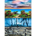 PINVNBY Reptile Terrarium Background 2 Pack 48 x 24 inches Double-Sided Reptile Tank Background Polyester Reptile Habitat Decor with Tape Green Plants & Natural Rock Aquarium Decoration - size: L: 48" x 24"