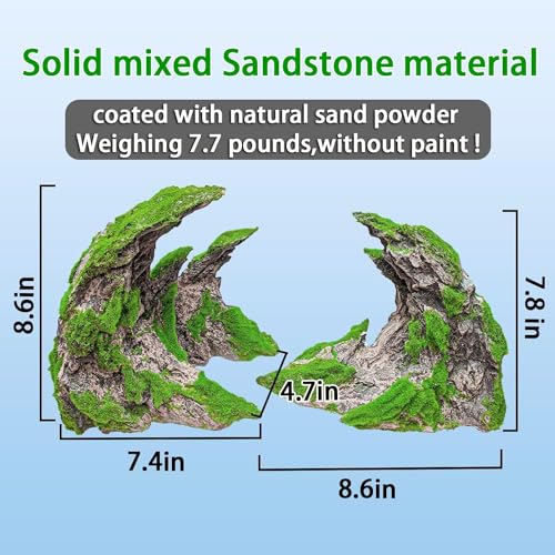 Novelsite Fish Tank Accessories, Aquarium Decorations, Scenery, Rock Ornaments - Create Aquatic Beauty with Premium Aquarium Decorations,17" W x 8.6" H x 5" D - color: Green Rockery, size: Canyon-L