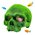 Tfwadmx Mossy Skull Aquarium Decor, Resin Fish Tank Decorations Shrimp Cave Aquarium Betta Fish Hiedout Reptile House for Small Fish