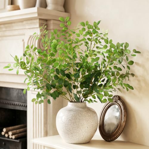 5Pcs Artificial Eucalyptus Stems Eucalyptus Leaves 27.5"（Green） | Greenery Stems Fake Leaves Fake Plants Artificial Plants Indoor Silk Greenery Applicable to Indoor Home Decor Farmhouse Decor - color: Green-yjl5