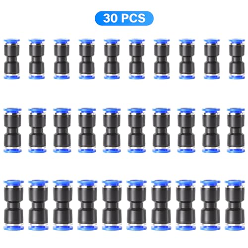 TAILONZ PNEUMATIC 30 pcs Straight Push Connectors Plastic Quick Release Connectors Air Line Fittings for 1/4 5/16 3/8 Tube (2 Way) - size: 1/4''OD/5/16''OD/3/8''OD, style: 30PCS