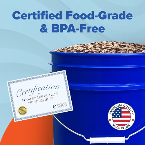 ePackageSupply 5 Gallon Plastic Bucket with Airtight Lid | Food Grade Bucket | BPA-Free | Heavy Duty 90 Mil All Purpose Pail | One 12" Rubber Mallet & One Lid Opener Included | 1 Pack - color: Blue, size: 1 Pack
