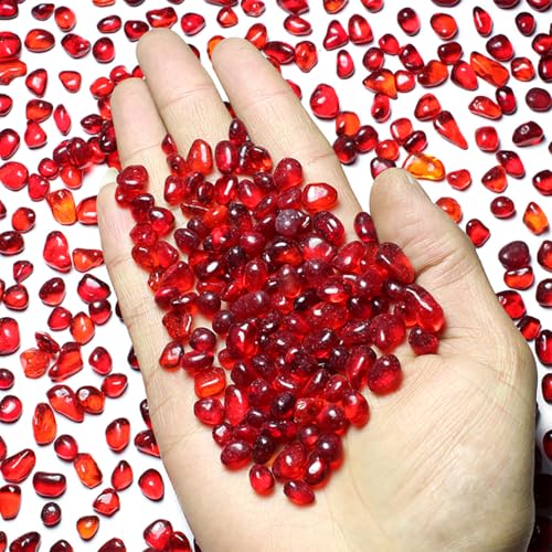 1 Lb (460 g) Red Sea Glass Stones Irregular Rainbow Glass Pebble Decorative Rock Quartz Tumbled Gemstone Chips for Aquarium Decoration/Vase Filler/Jewelry Making/Handwork Craft/Gems Display - color: Red