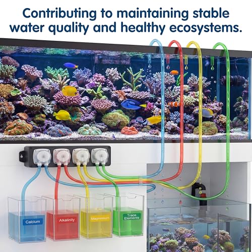 Nuanchu 4 Pcs Aquarium Tubing Kit for Dosing Pump, 40 Inch Fluid Transfer Hoses for Saltwater & Reef Tank, Aquarium Reservoir Container Accessory