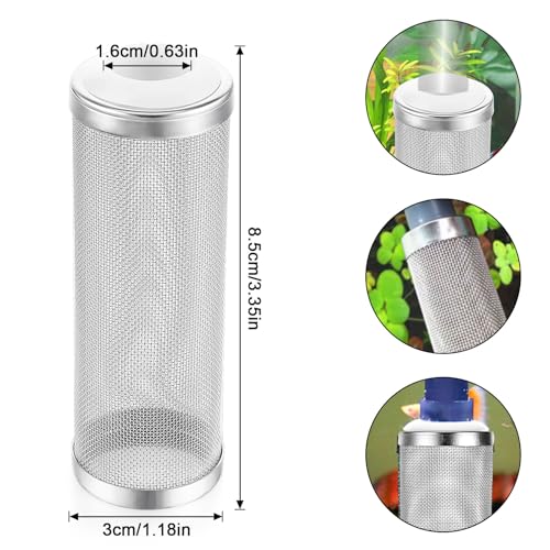 2PCS Filter Covers Aquarium, 16mm Stainless Steel Filter Intake Guard Aquarium, Metal Fish Tank Mesh Intake Strainer, Metal Prefilter Tube Net Cover, Shrimp Tank Accessories for Fish Tanks Inlet Pond