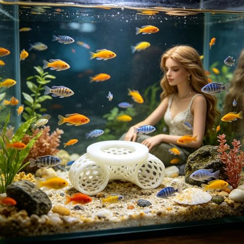 Floating Betta Fish Cave - Aquarium Shrimp Rest Shelter, Decorative Tank Ring for Safe Hiding and Breeding Fish Habitat Accessory for Betta Guppy Cory Home Office Dorm Apartment