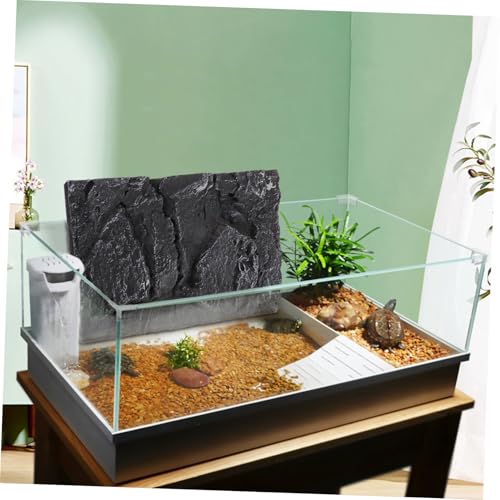 Mikikit Lifelike Reptile Tank Background Board Turtle Tank Decoration Reptile Enclosure Realistic Backdrop Lizard Snake Gecko Bearded Dragon Chameleon Tortoise Frog - color: PU621