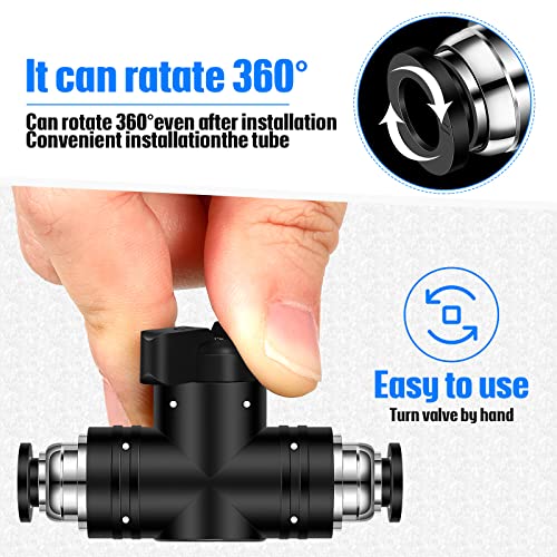Flutesan 5 Pcs 1/4" x 1/4" OD Push to Connect Pneumatic Ball Valve PVC Air Flow Control Valve Quick Connect Tube Fittings Air Line Hose Fittings - size: 1/4" x 1/4" OD