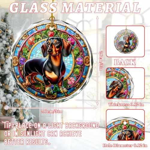 Dachshund Christmas Ornament - Stained Glass Dachshund for Tree, Gift Exchange - color: Dachshund