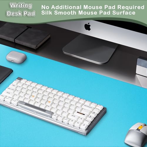 Boutilon Leather Desk Pad Protector,Non-Slip Mouse Pad,Laptop Desk Pad,Office Mouse Mat,Waterproof Leather Desk Blotter,Desk Writing Pad for Office and Home (S-Blue,24"x 14") - color: Blue, size: S 24" x 14"