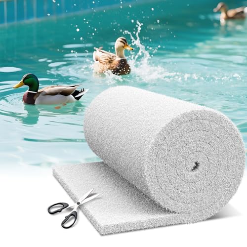 Classic Koi Pond Filter Pad, 18” x 36" Thick Aquarium Filter Floss Roll Reusable Cut to Fit Aquarium Media Pad for Outdoor Koi Ponds, Aquariums, Fish-Safe Polyester Material
